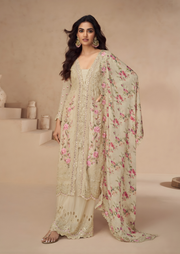 Chinon Silk Sharara With Sequin Embroidery