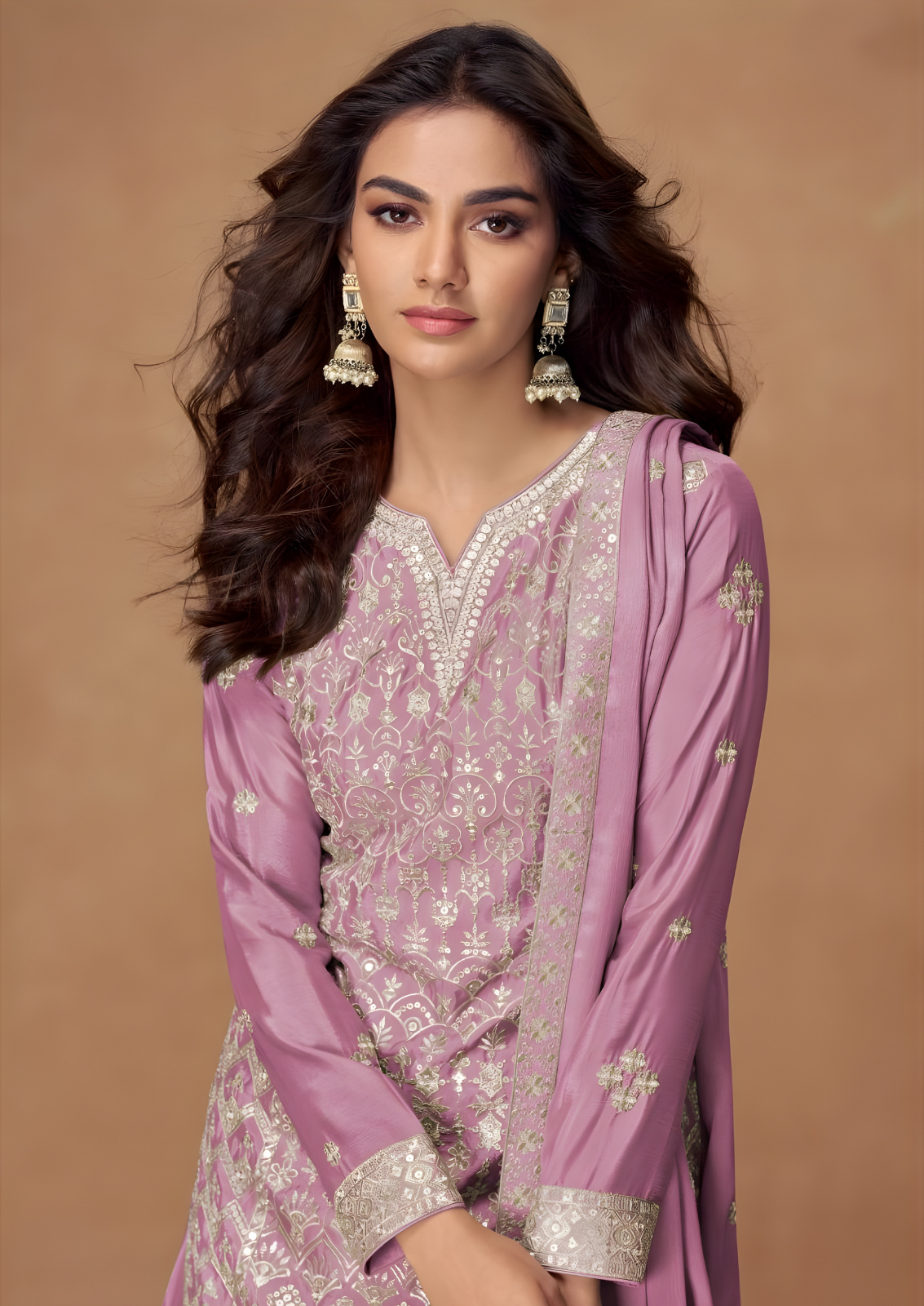 Chamki Embroidered Chiffon Silk Sharara Set