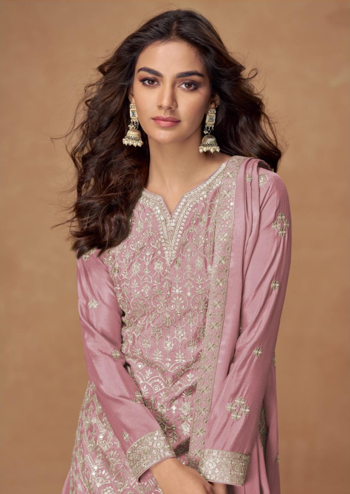 Chamki Embroidered Chiffon Silk Sharara Set