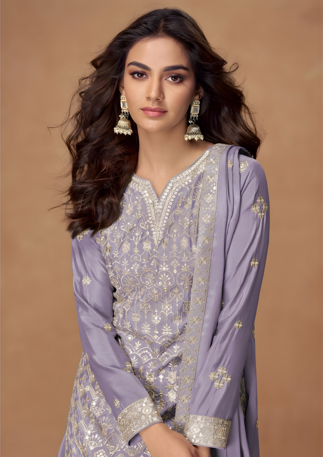 Chamki Embroidered Chiffon Silk Sharara Set