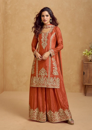 Bandini Print Sharara With Mirror Embroidery