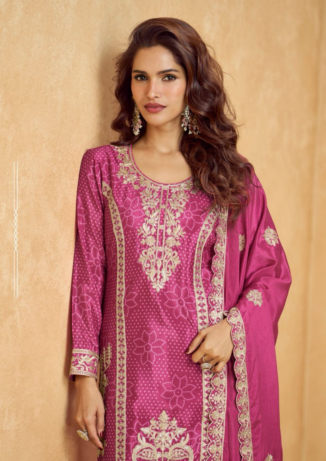 Bandini Print Sharara With Mirror Embroidery