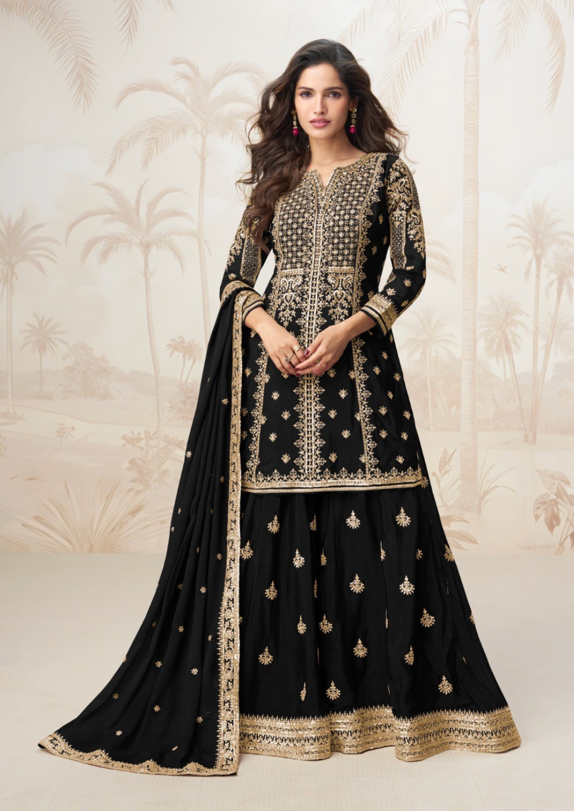 Silk Sharara Set With Elegant Embroidery