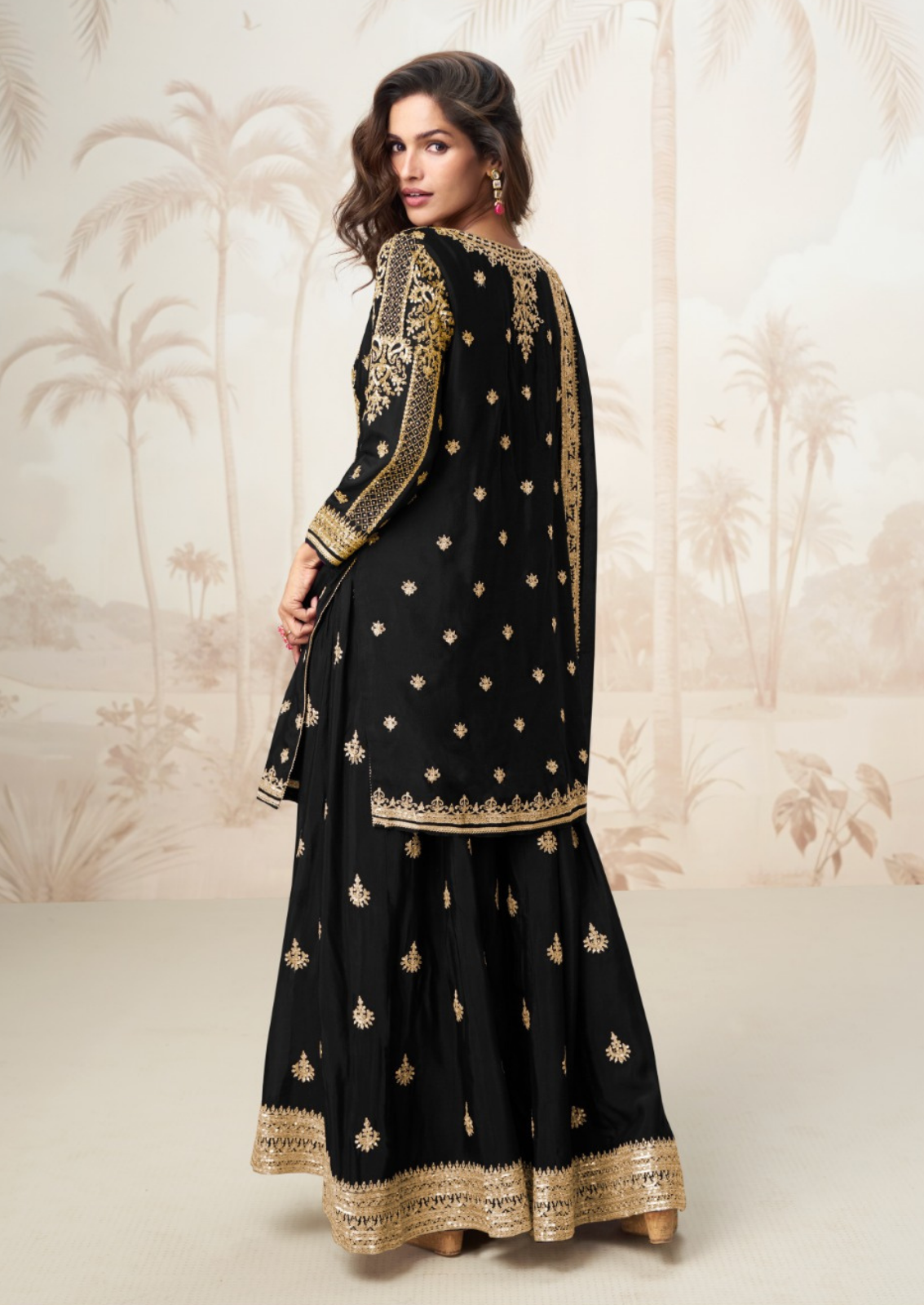 Silk Sharara Set With Elegant Embroidery