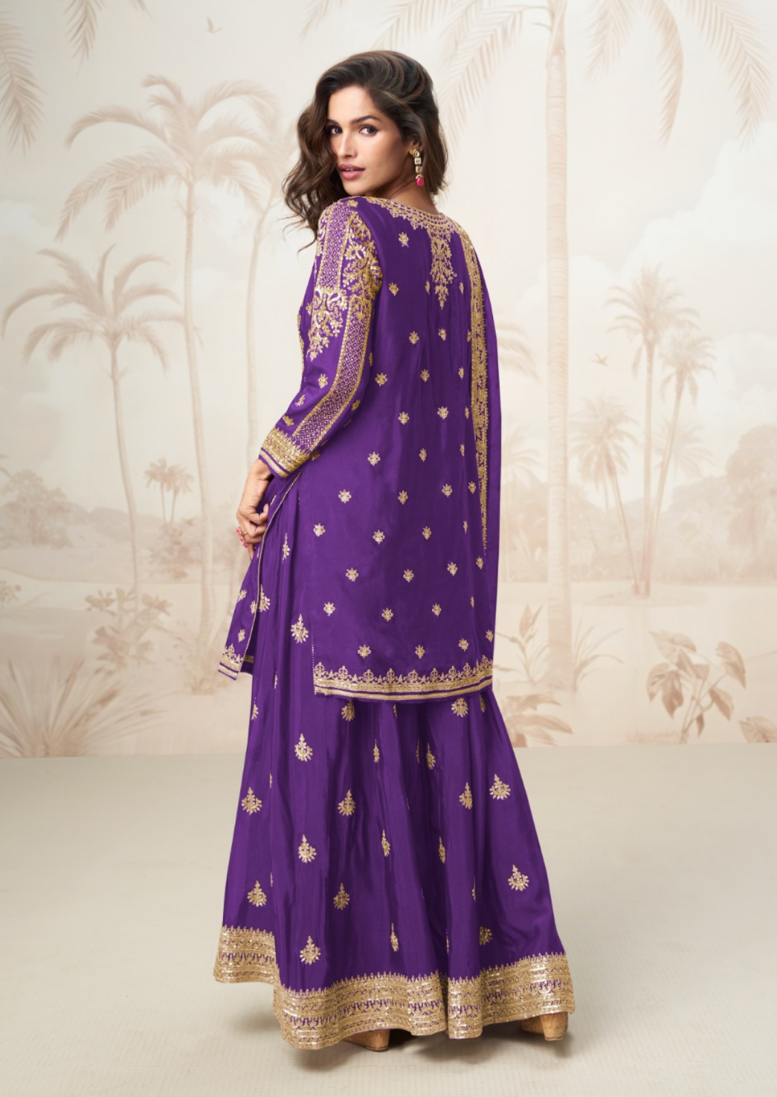 Silk Sharara Set With Elegant Embroidery