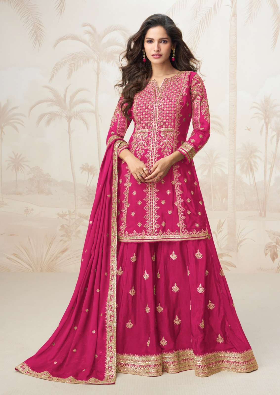 Silk Sharara Set With Elegant Embroidery
