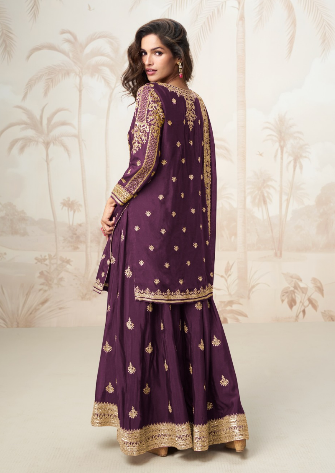 Silk Sharara Set With Elegant Embroidery