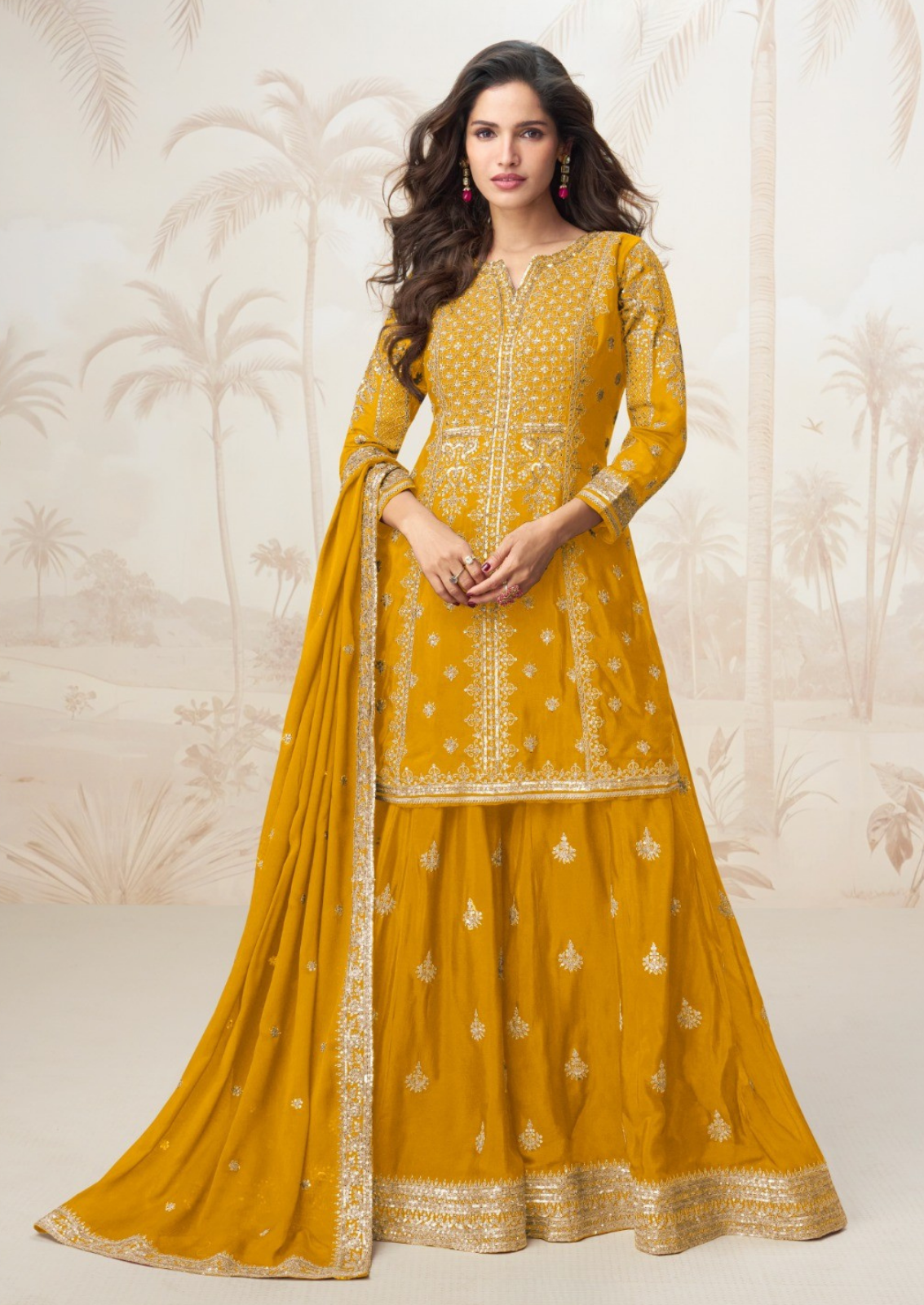 Silk Sharara Set With Elegant Embroidery