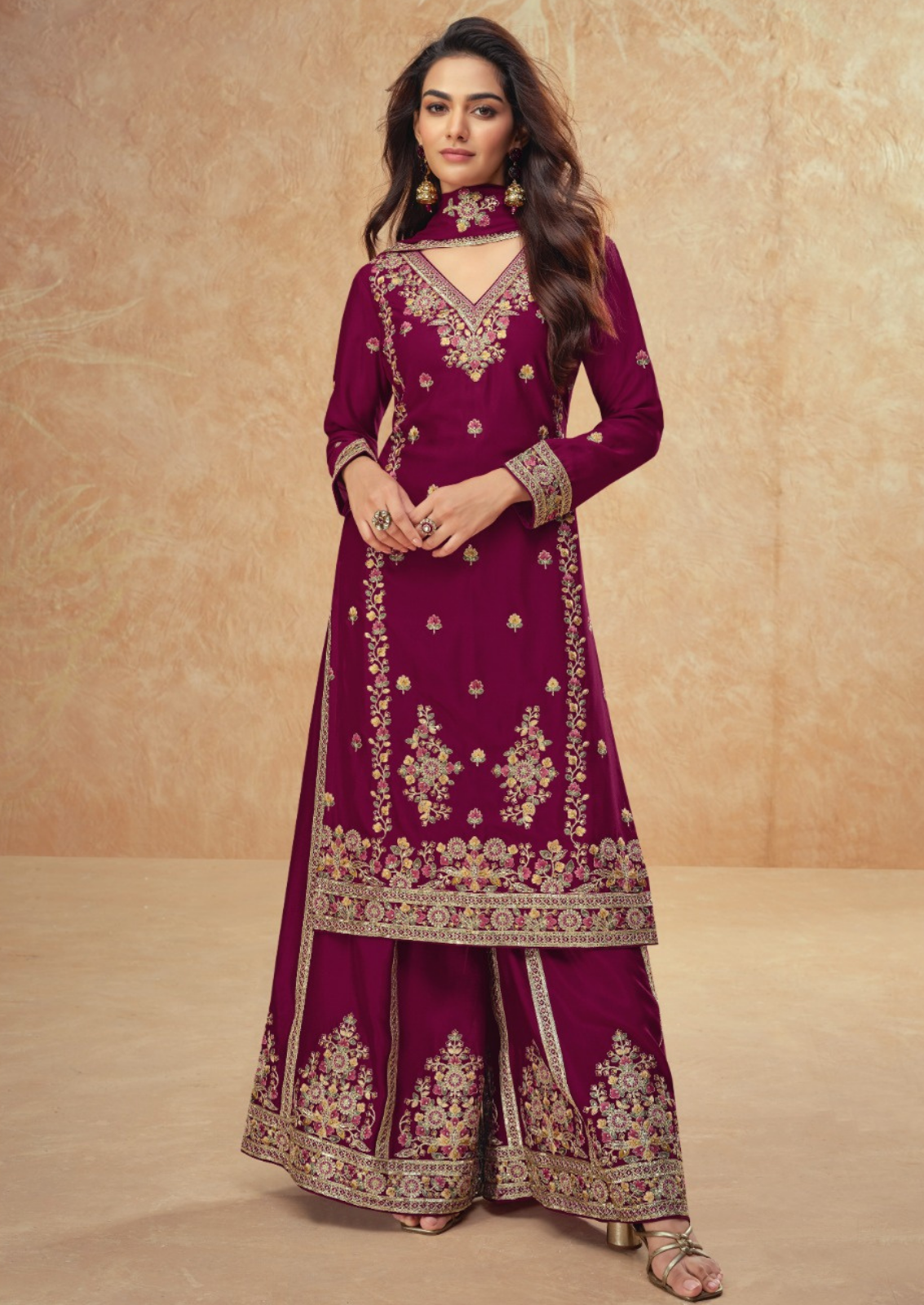 Crepe Silk Sharara With Elegant Embroidery