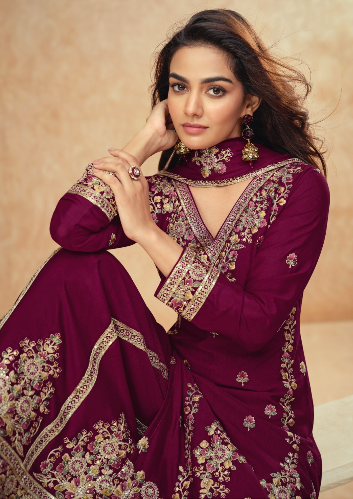 Crepe Silk Sharara With Elegant Embroidery
