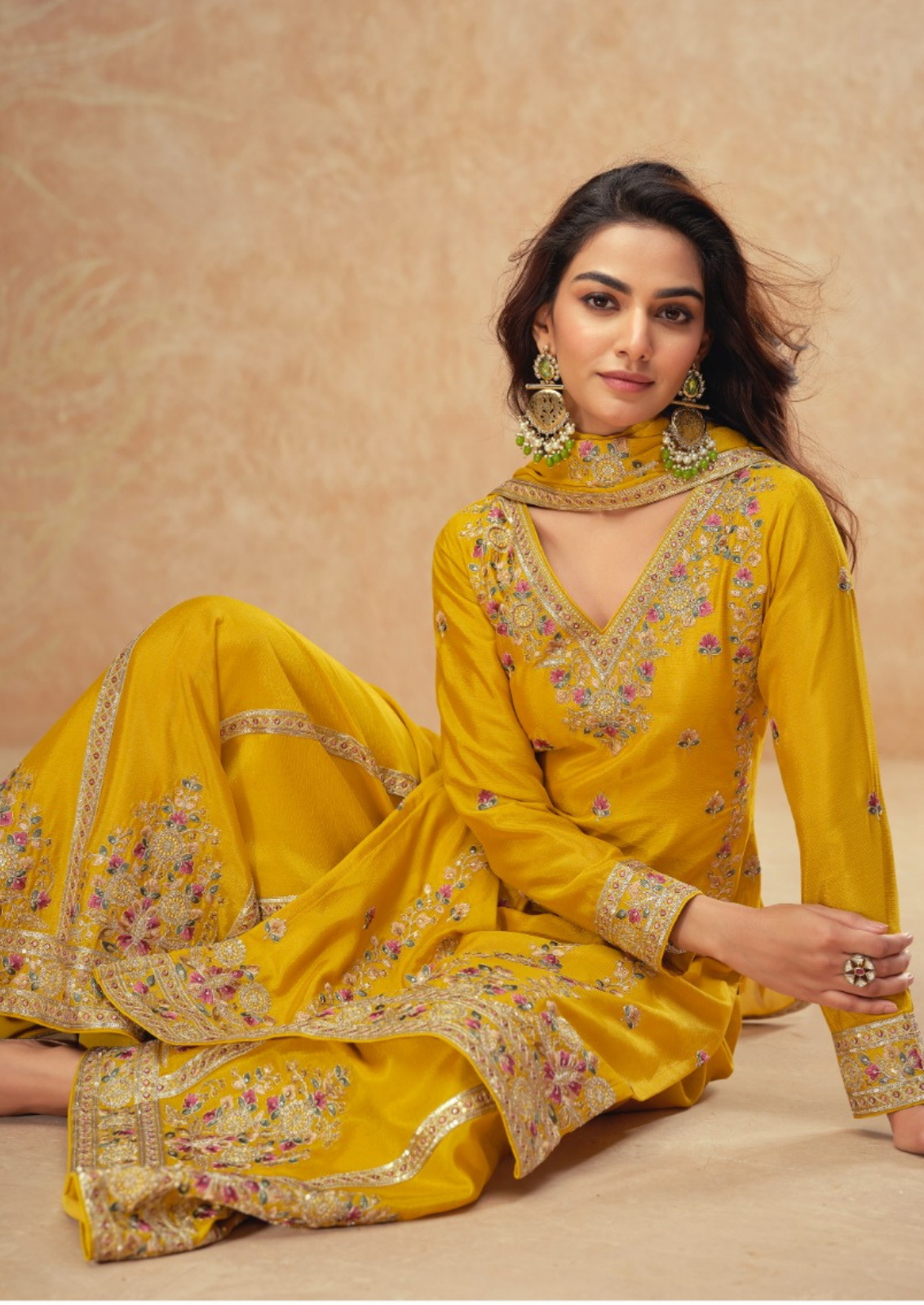 Crepe Silk Sharara With Elegant Embroidery