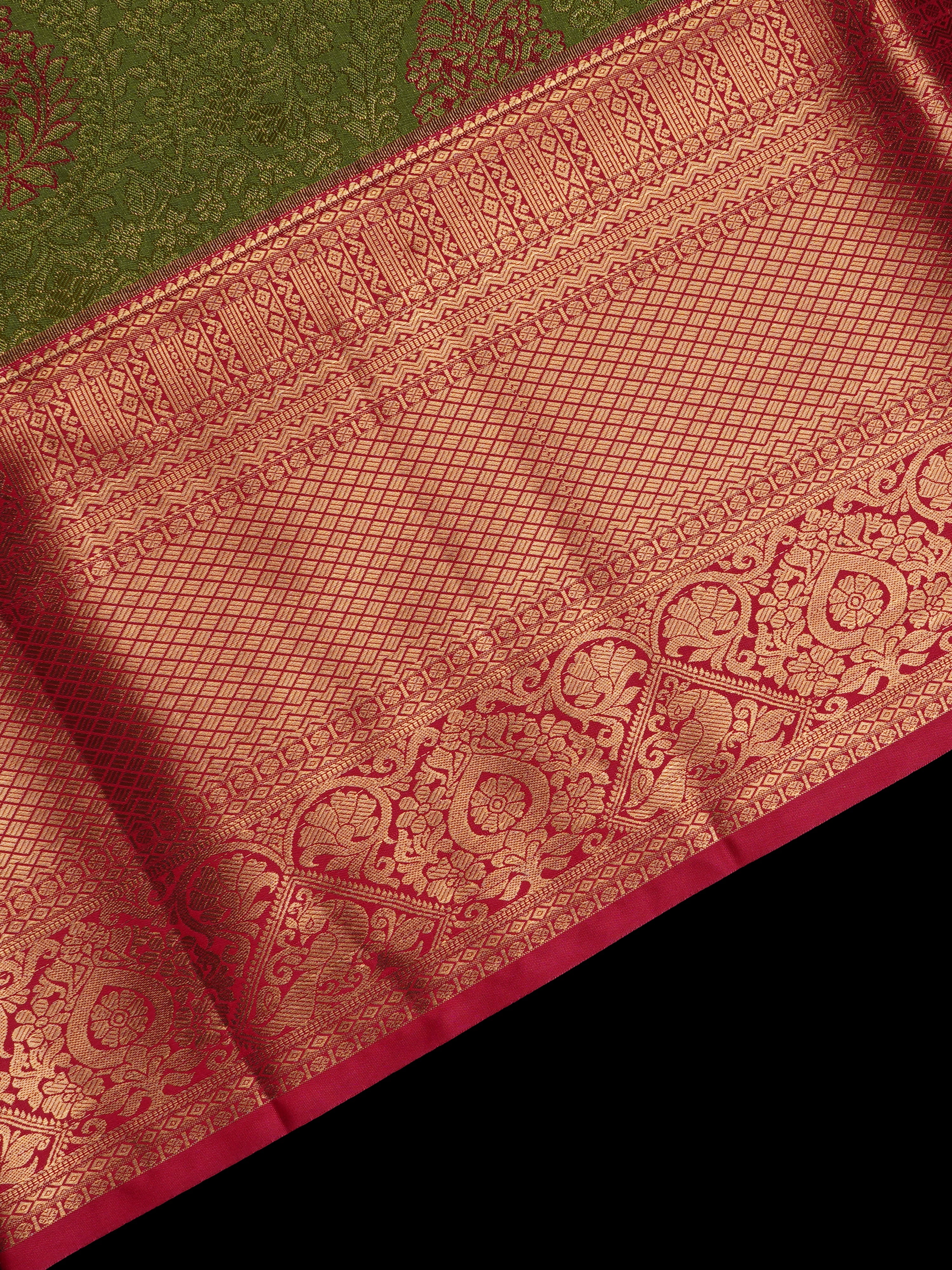 Mehendi Green Dharmavaram Silk Zari Saree