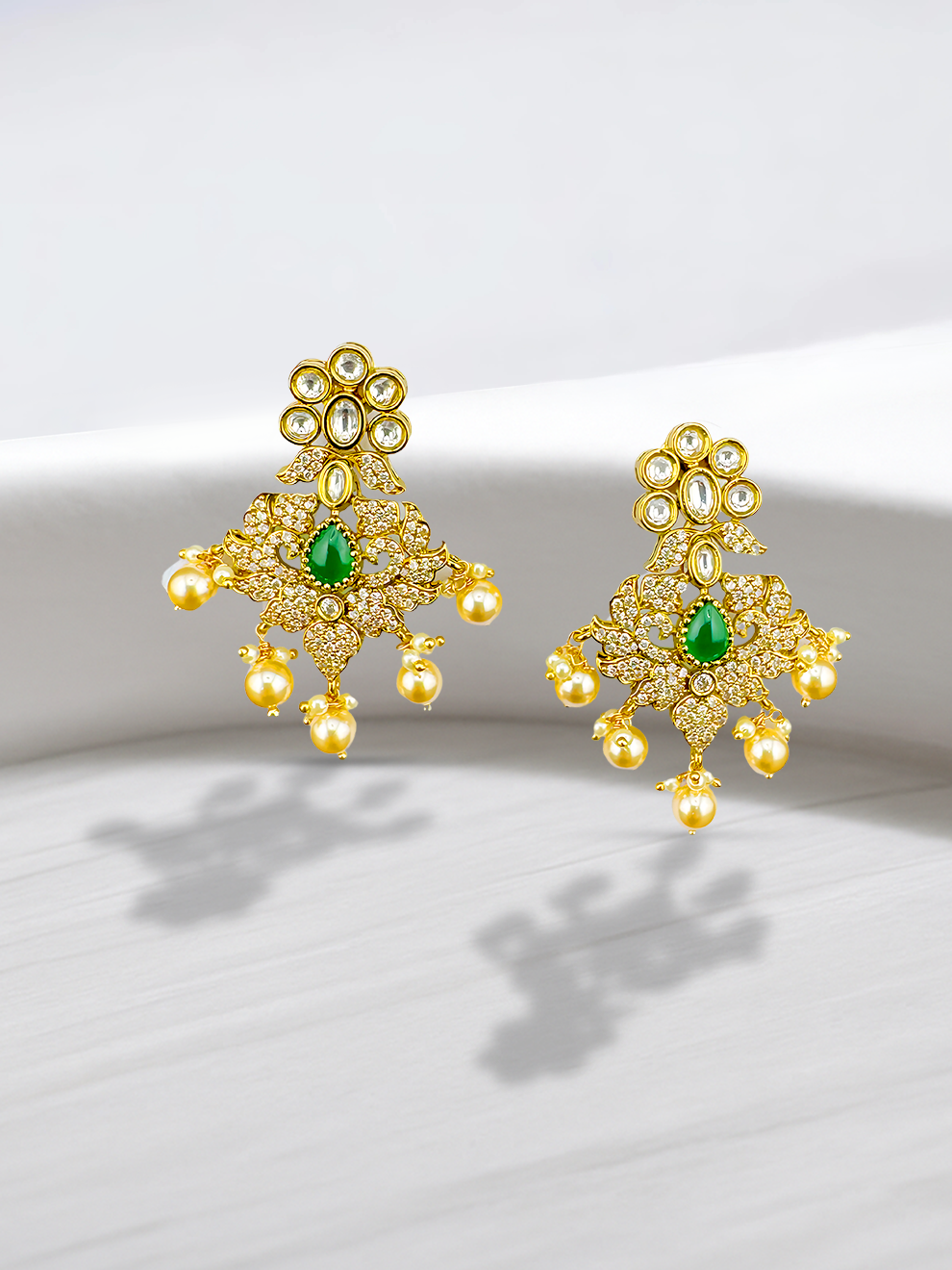 Green Center Stone Danglers