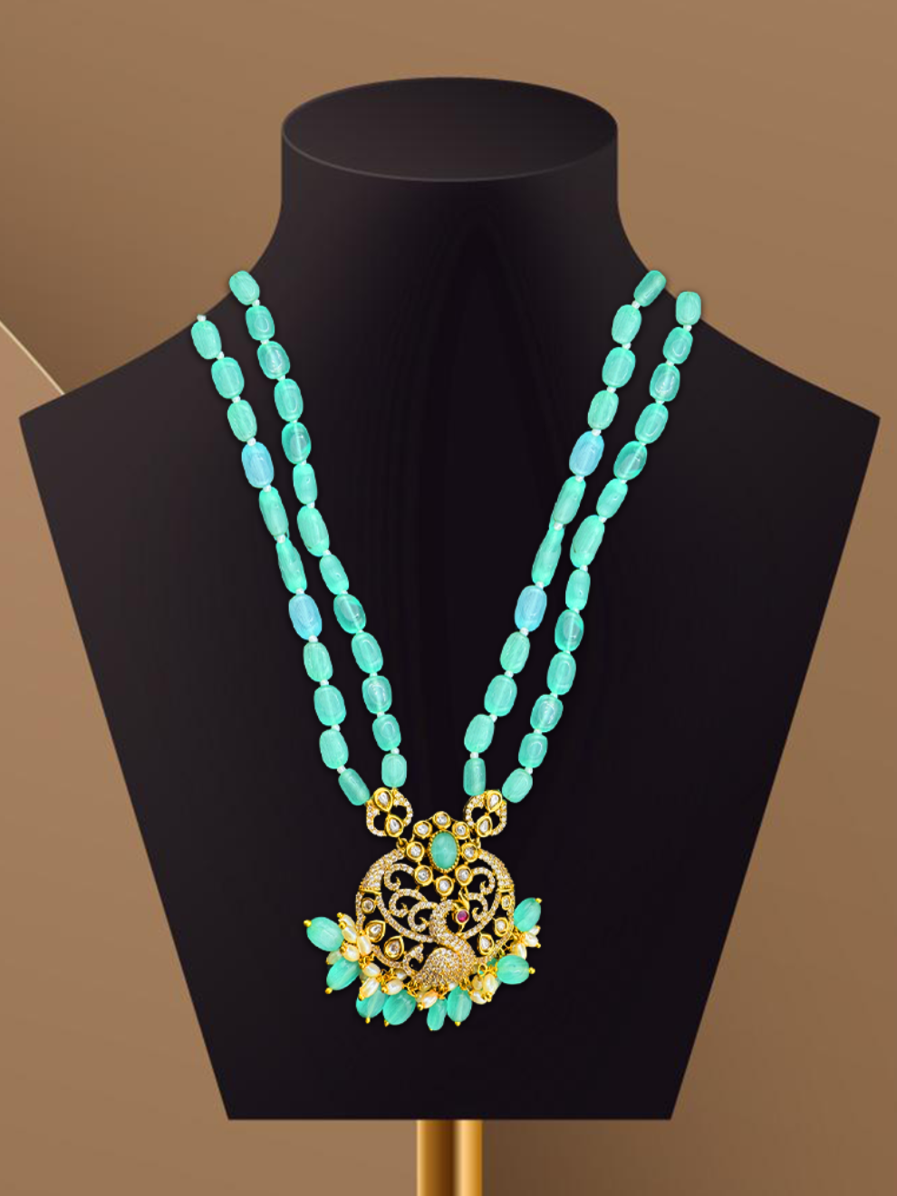 Elegant Teal Bead Necklace Set