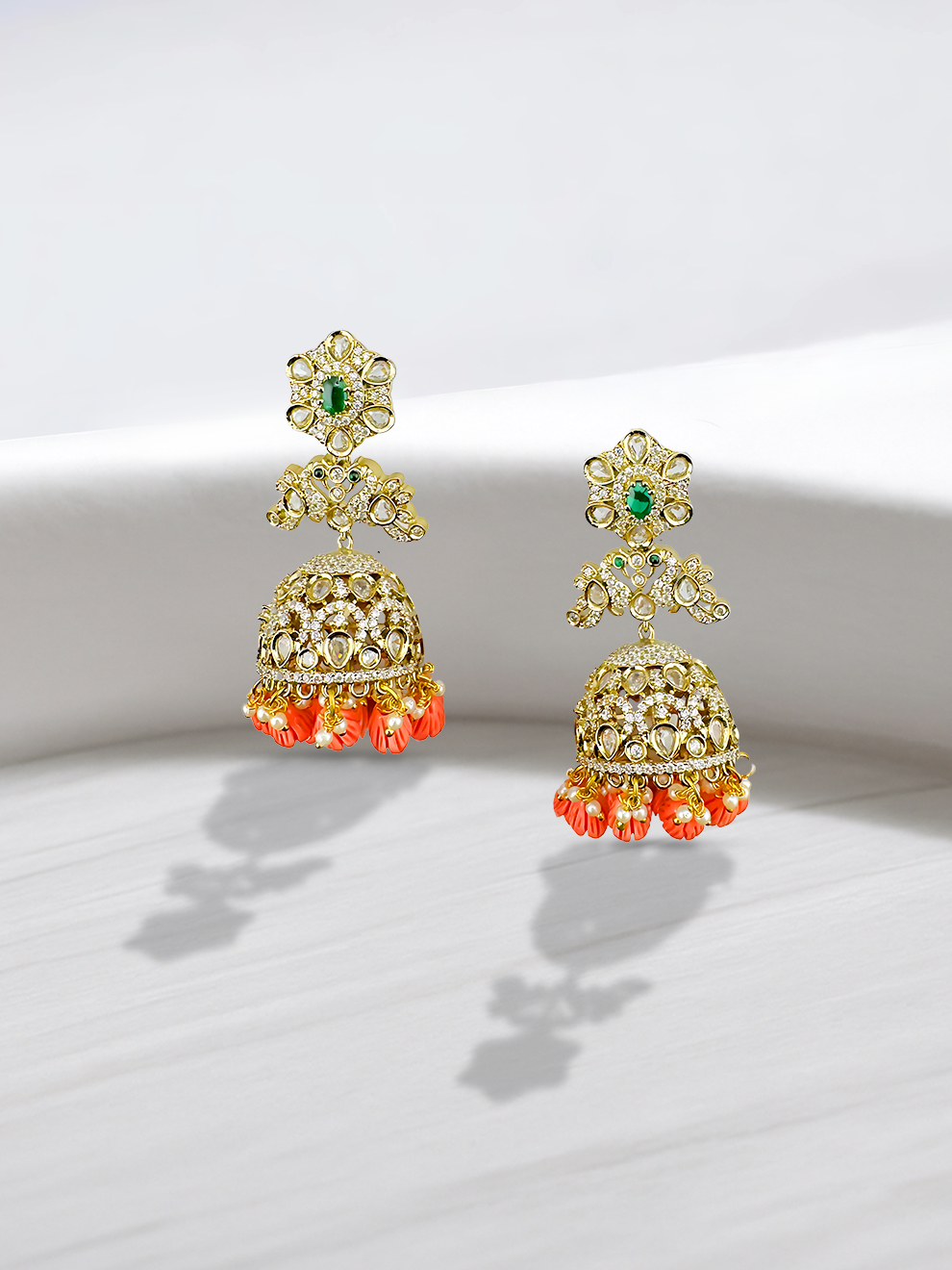Kundan Jhumkas with Tulip Beads