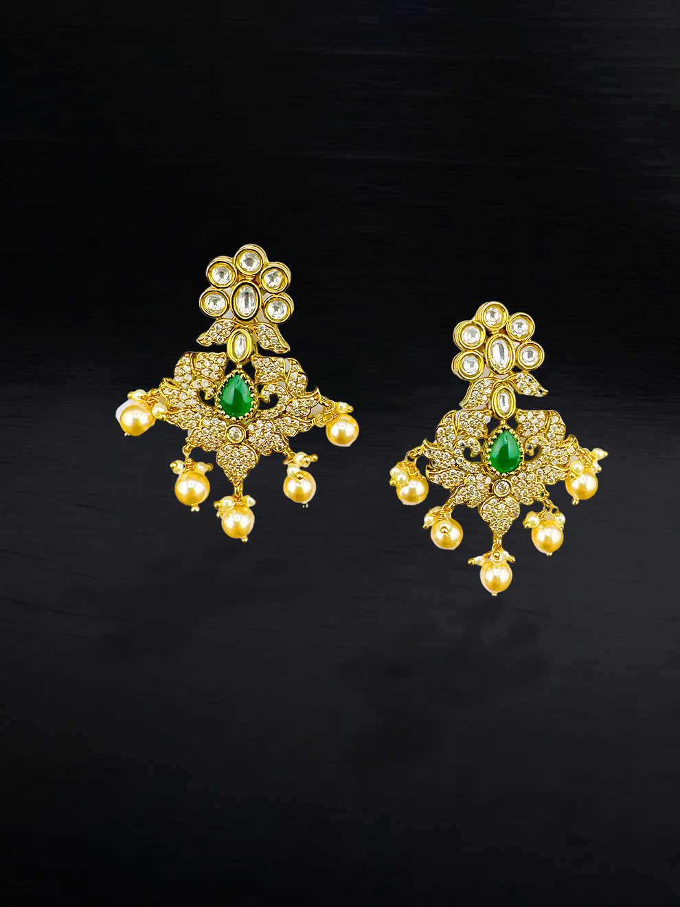 Green Center Stone Danglers