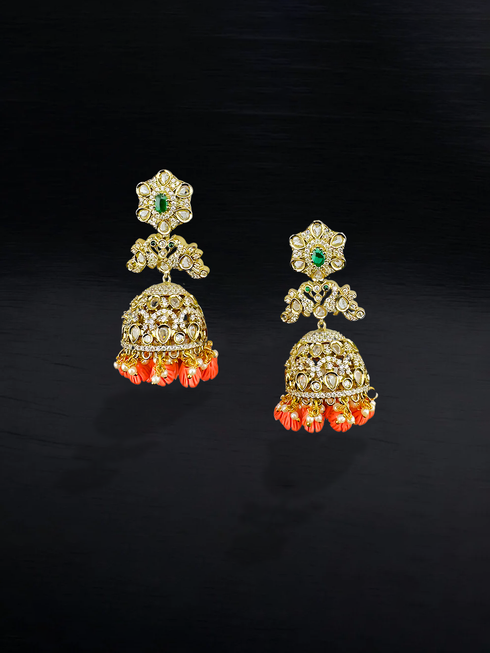 Kundan Jhumkas with Tulip Beads