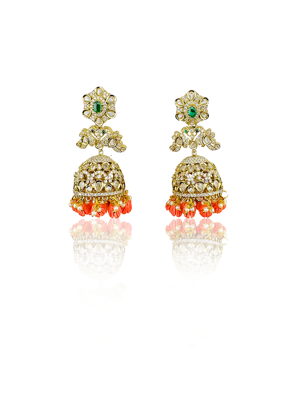 Kundan Jhumkas with Tulip Beads