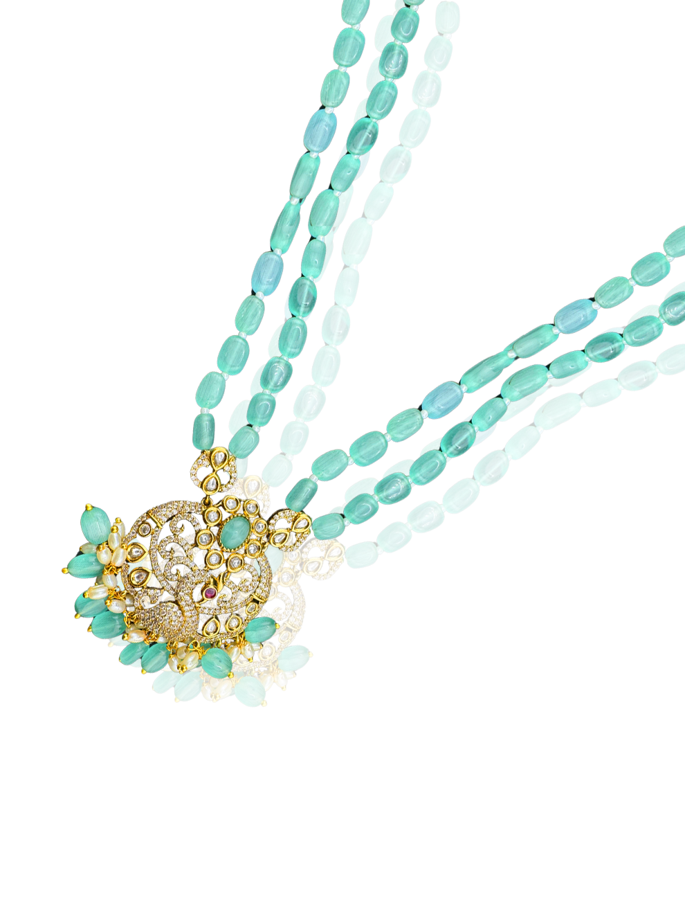 Elegant Teal Bead Necklace Set