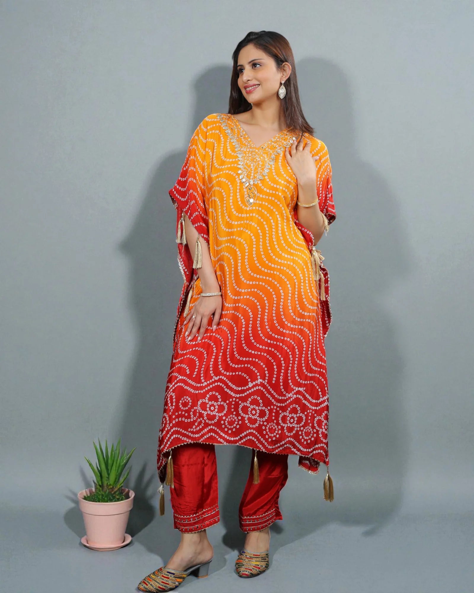 Cotton Kaftan with Bandhani Design