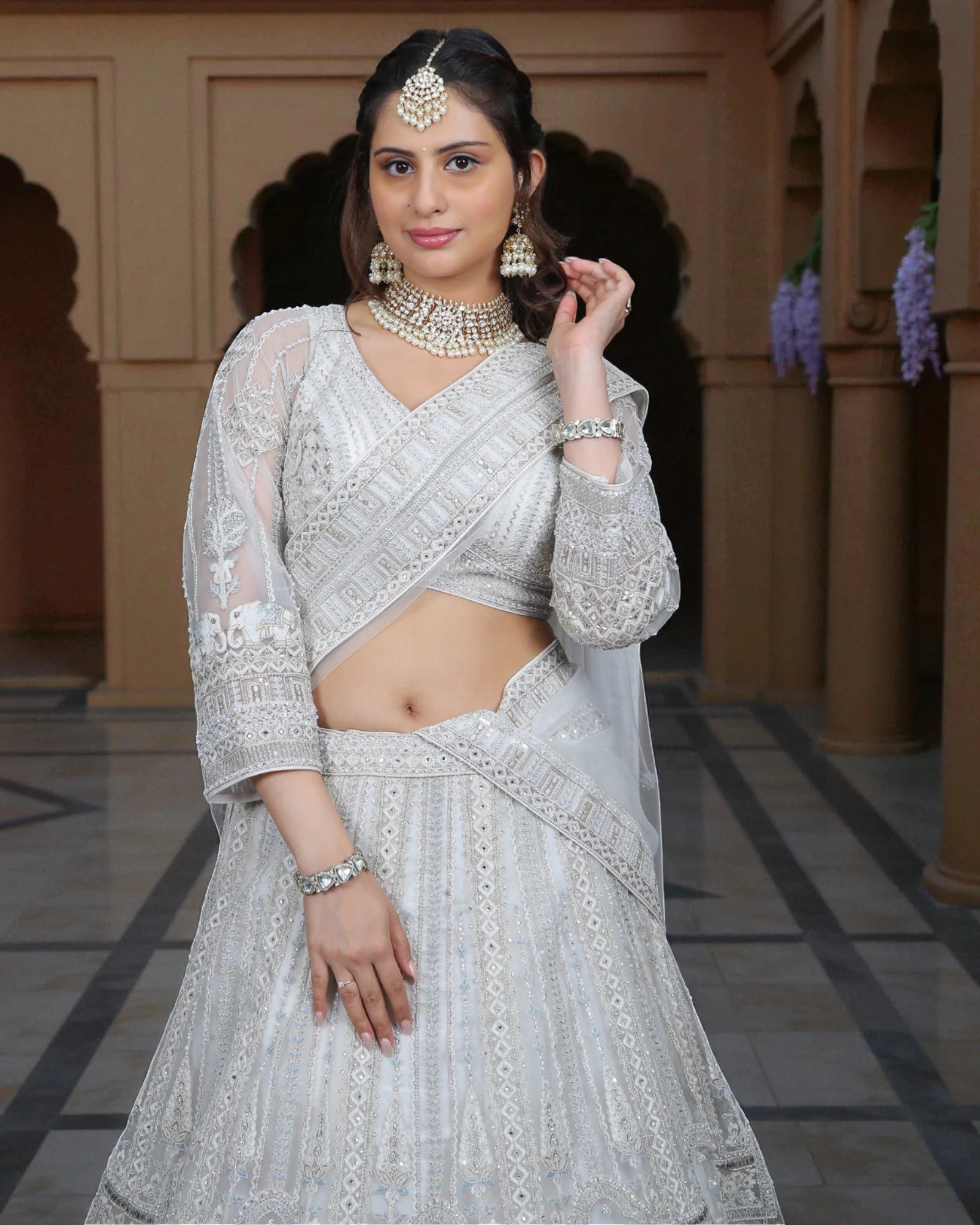 Bead & Zari Chanderi Silk Lehenga