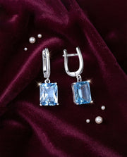 Sky Blue 925 Silver Zircon Drop Earrings