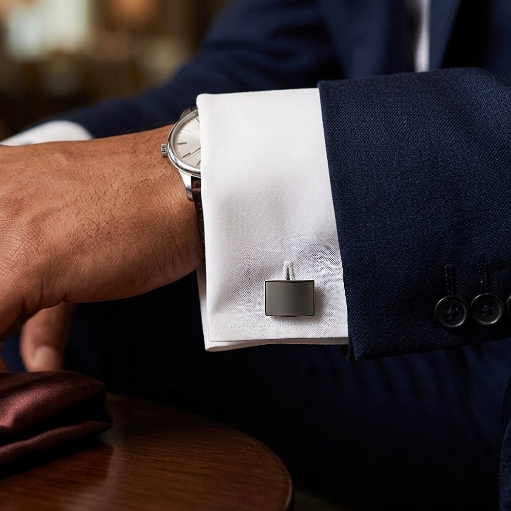Geometric Copper-Plated Silver Men's Cufflinks