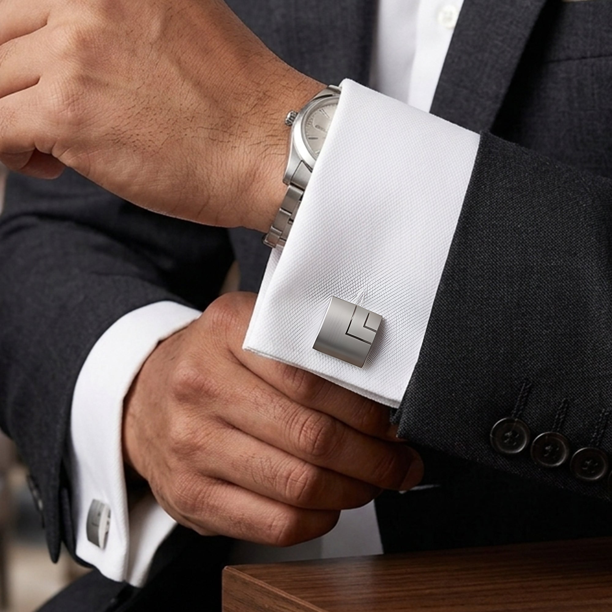 Men's Geometric Copper-Plated Cufflinks