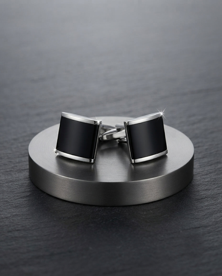 Geometric Black Copper Plated Men's Cufflinks