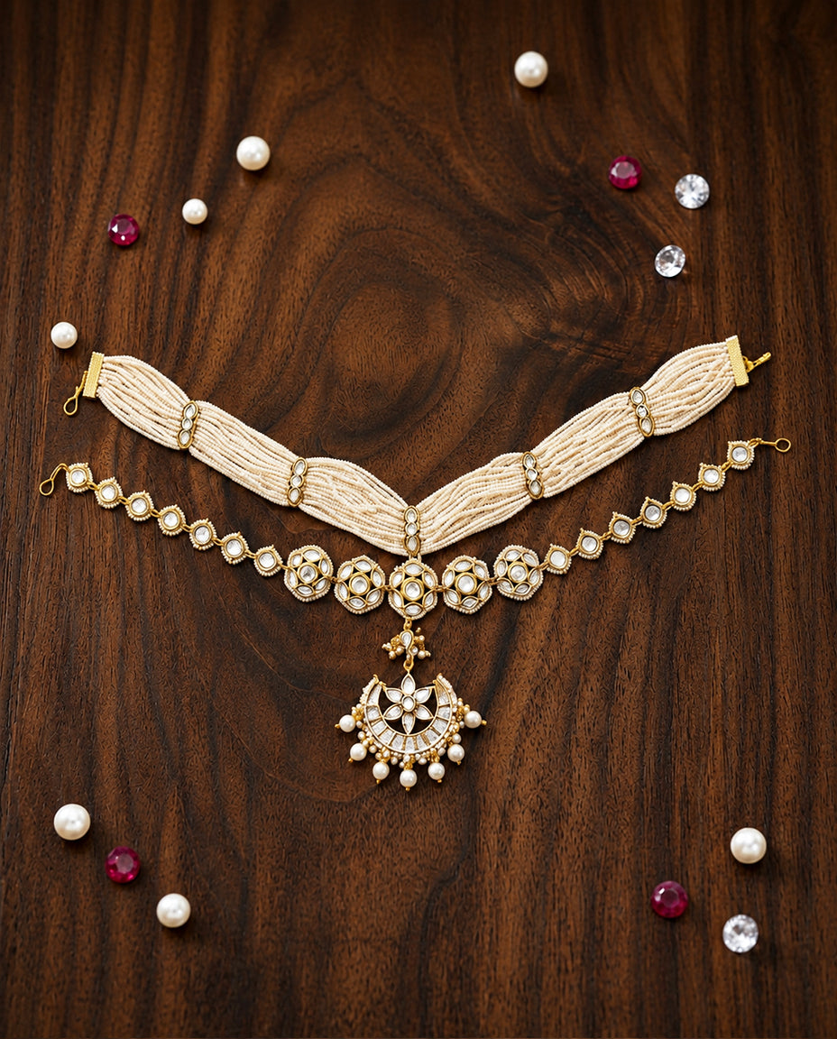 Sheeshpati Style Kundan Polki Matha Patti
