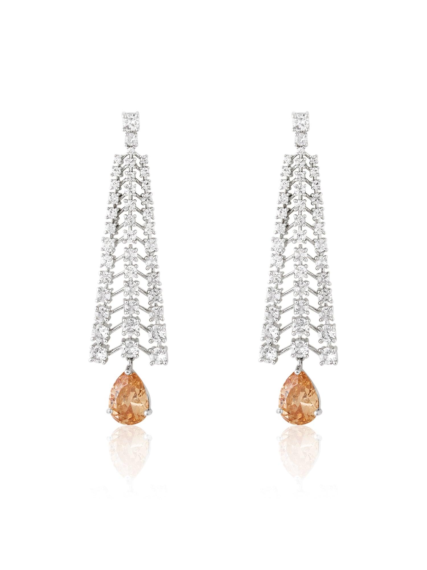 Sunlit Sparkle Citrine CZ Drop Danglers - Dyulokha