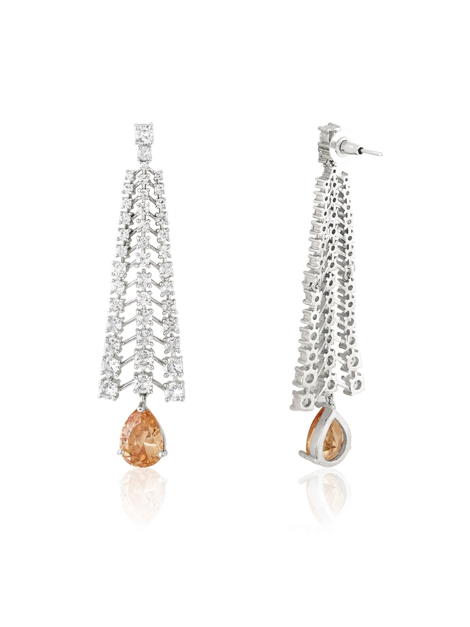 Sunlit Sparkle Citrine CZ Drop Danglers - Dyulokha