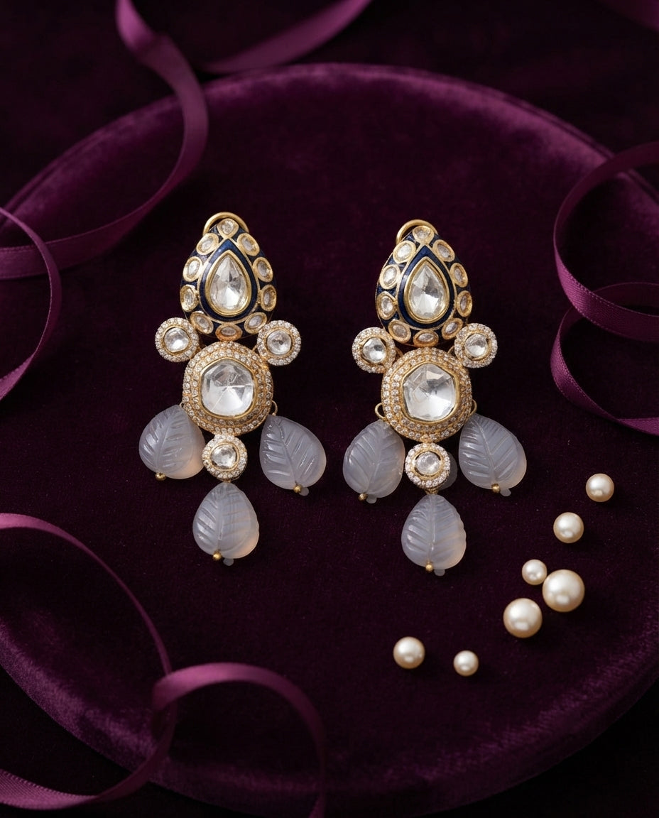 Stone Elegance Carved Beauty Earrings