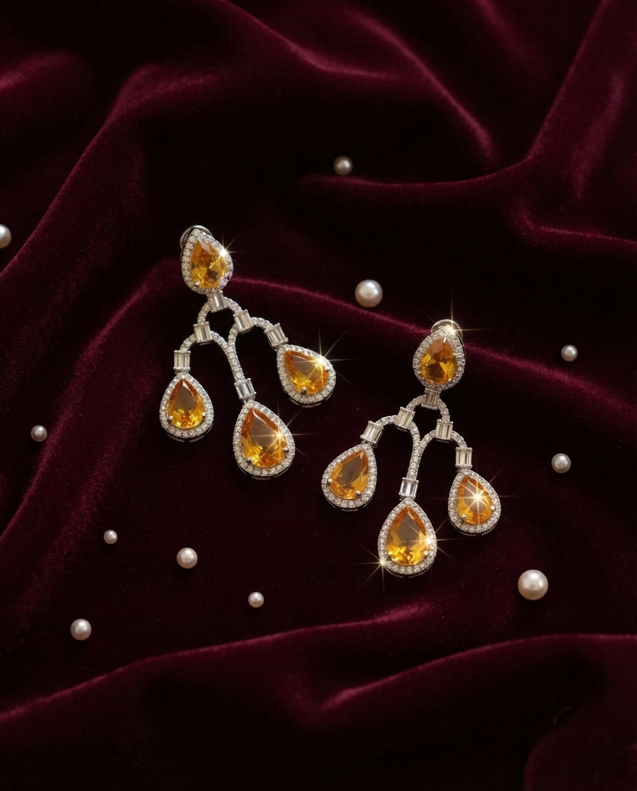 Golden Glow Diamond Danglers