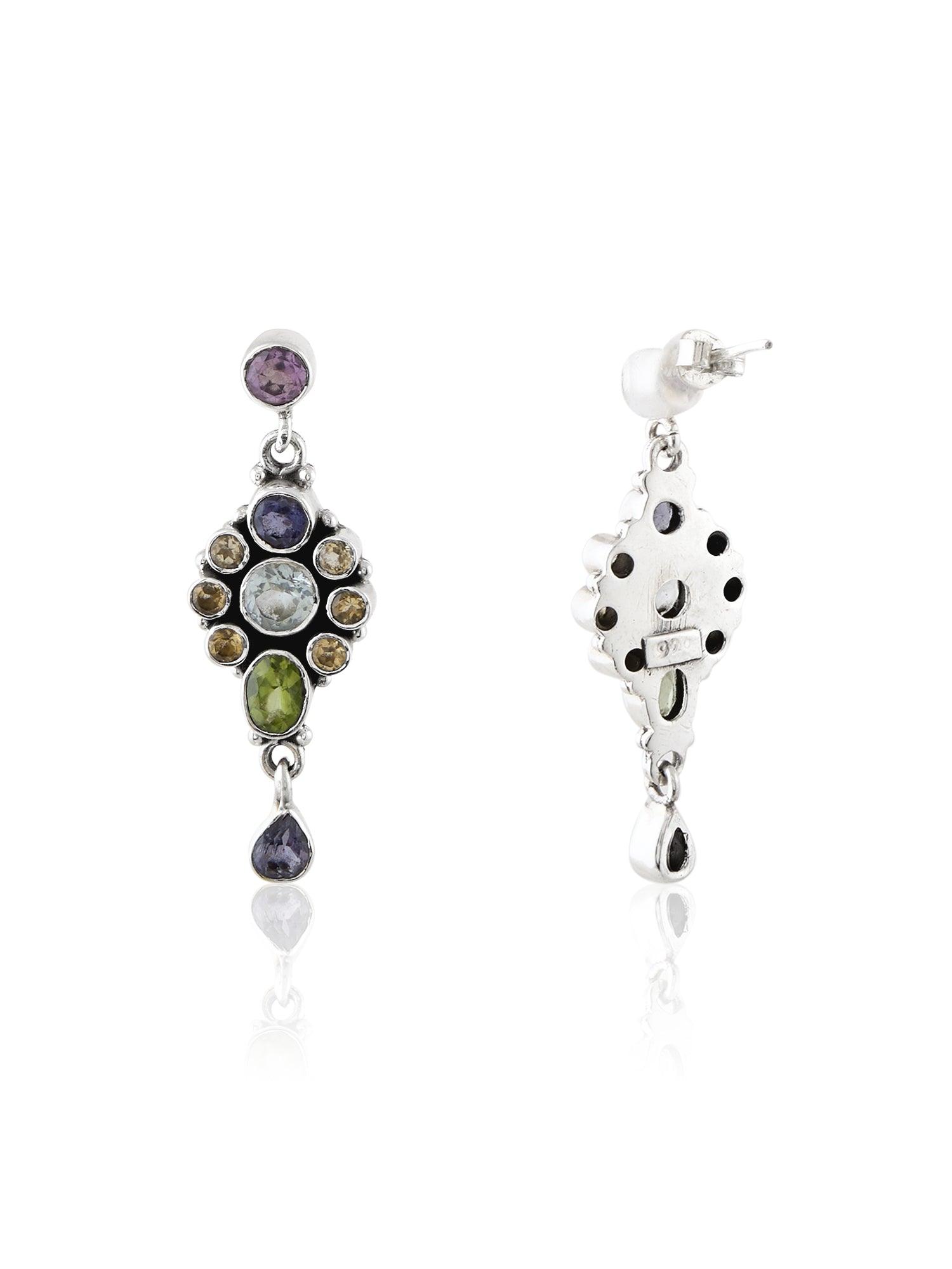 Color Symphony Vibrant Gemstone Danglers - Dyulokha