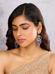 Glistening Purple Double Halo Amethyst Danglers - Dyulokha
