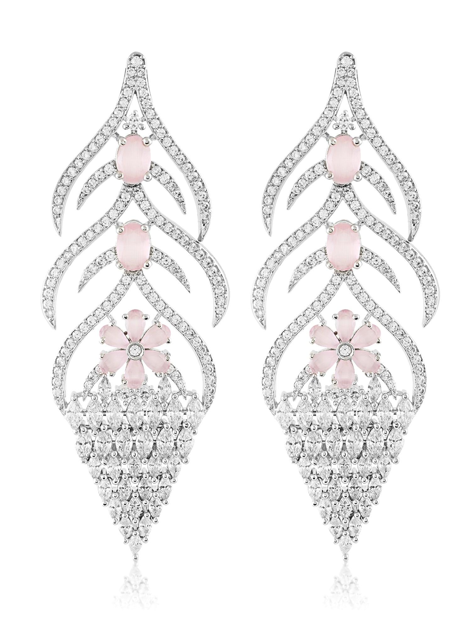 Rosy Steps Quartz Pink Dangler Earrings - Dyulokha