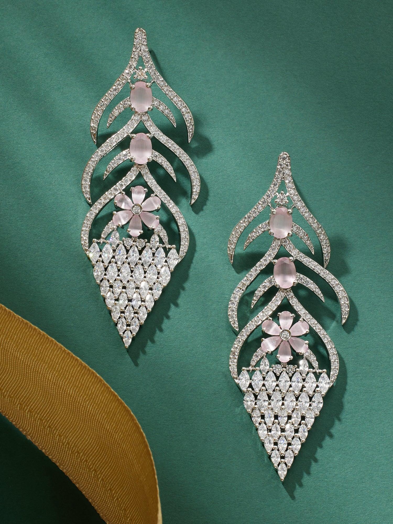 Rosy Steps Quartz Pink Dangler Earrings - Dyulokha