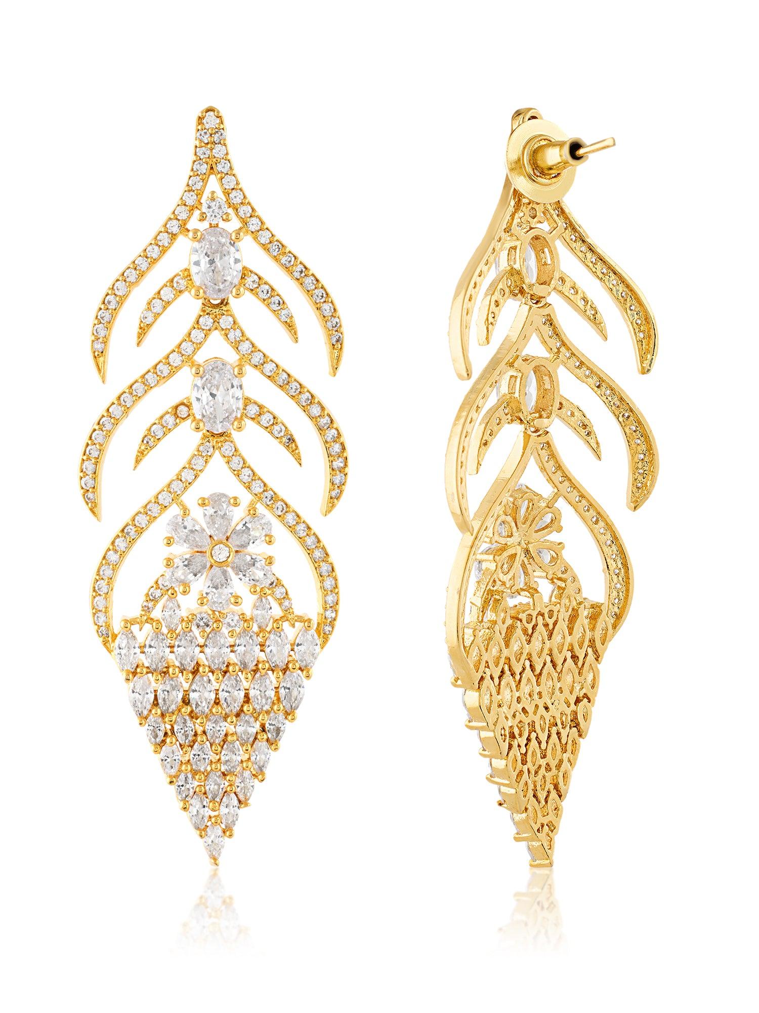 Golden Gleam CZ Dangler Earrings - Dyulokha