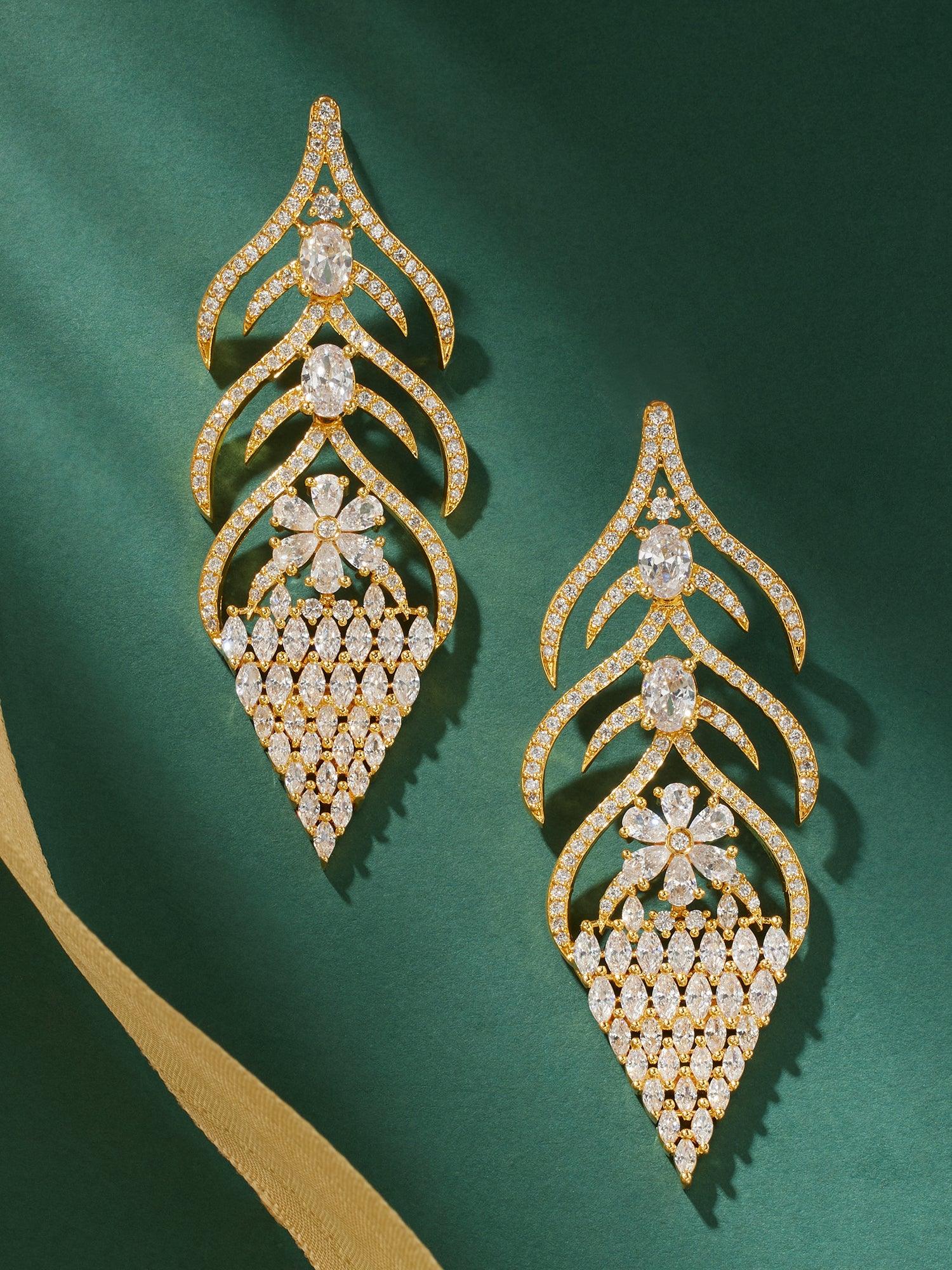 Golden Gleam CZ Dangler Earrings - Dyulokha