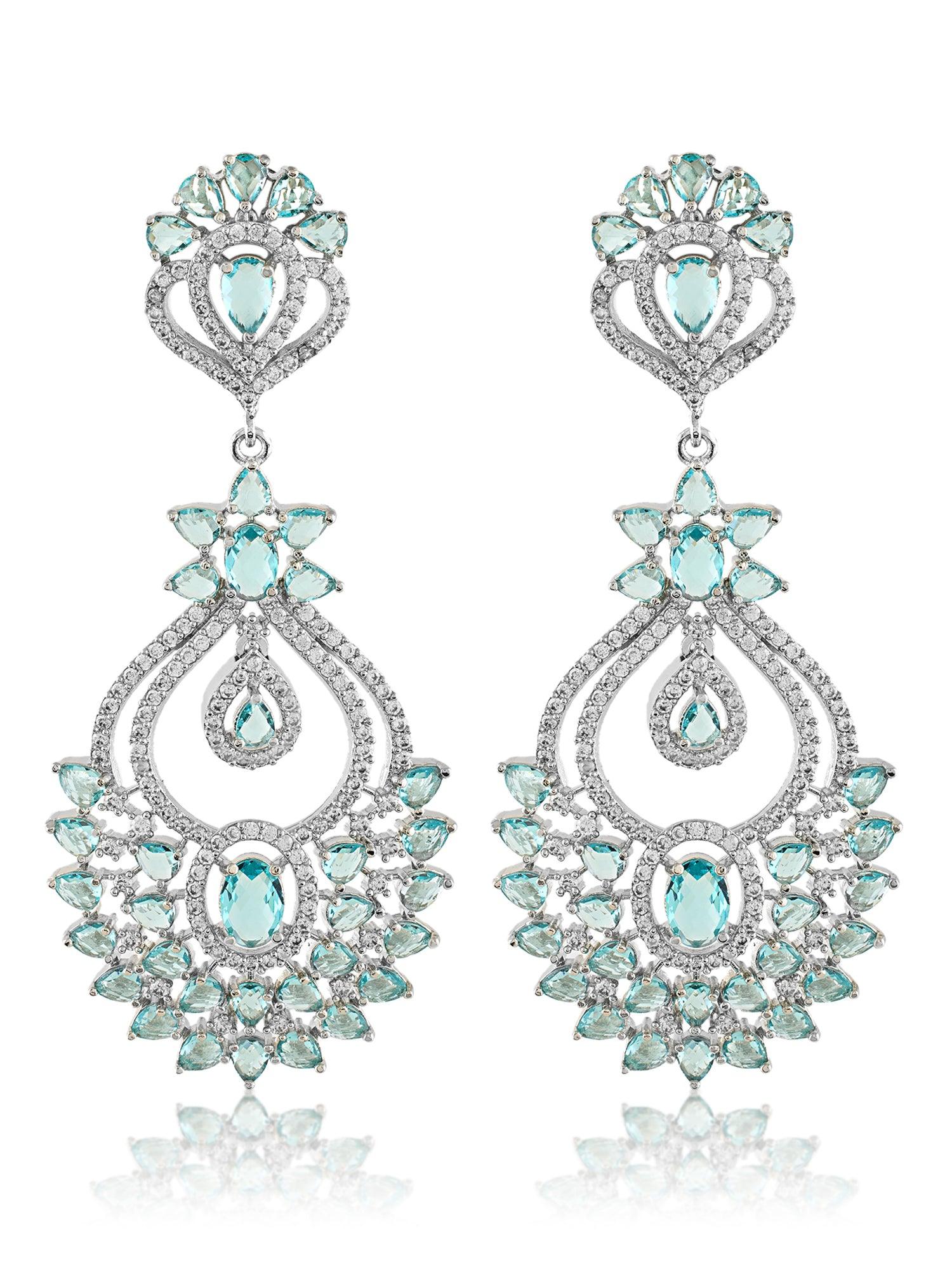 Serene Elegance Aqua CZ Danglers - Dyulokha
