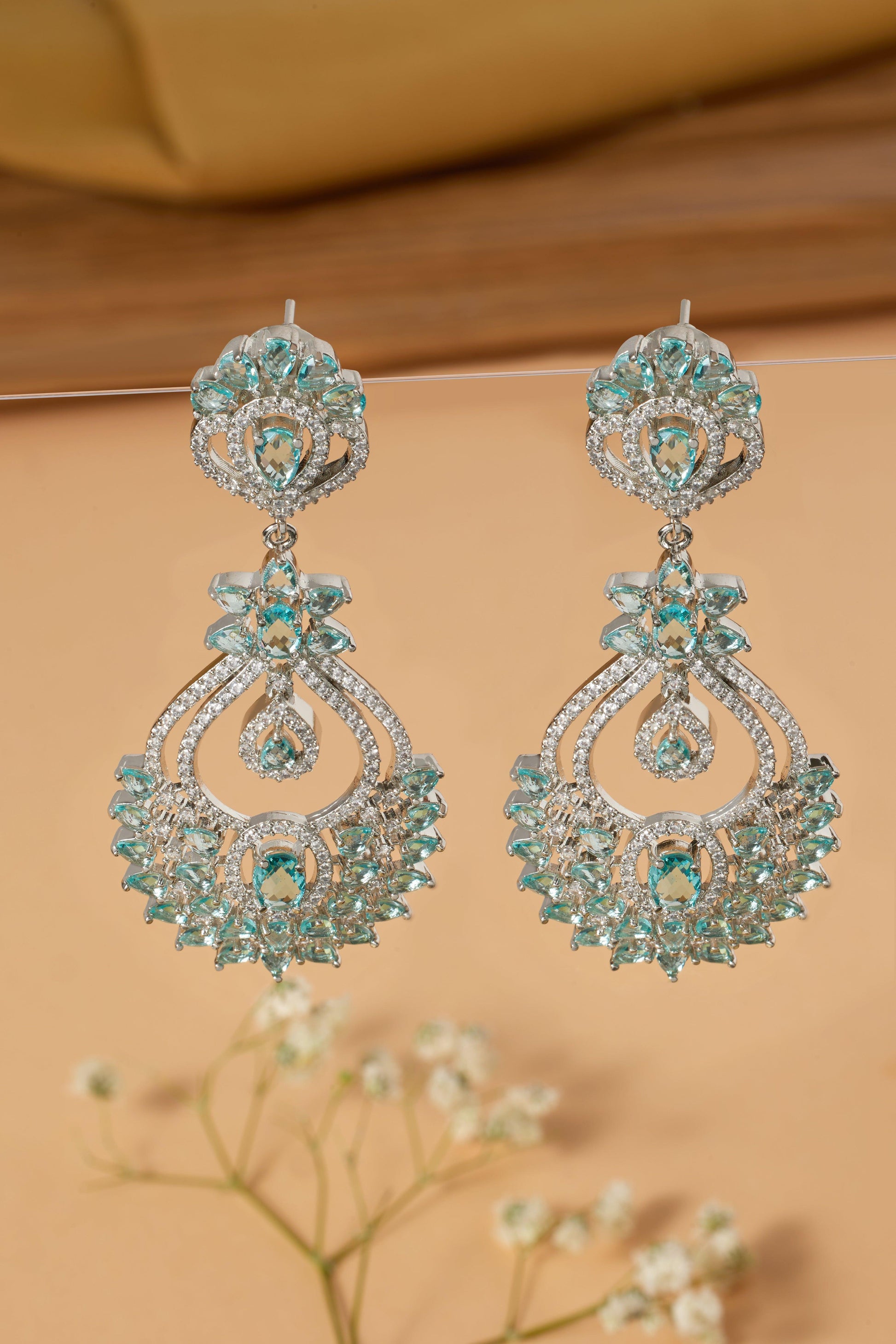 Serene Elegance Aqua CZ Danglers - Dyulokha