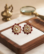 Crimson Kundan Studs