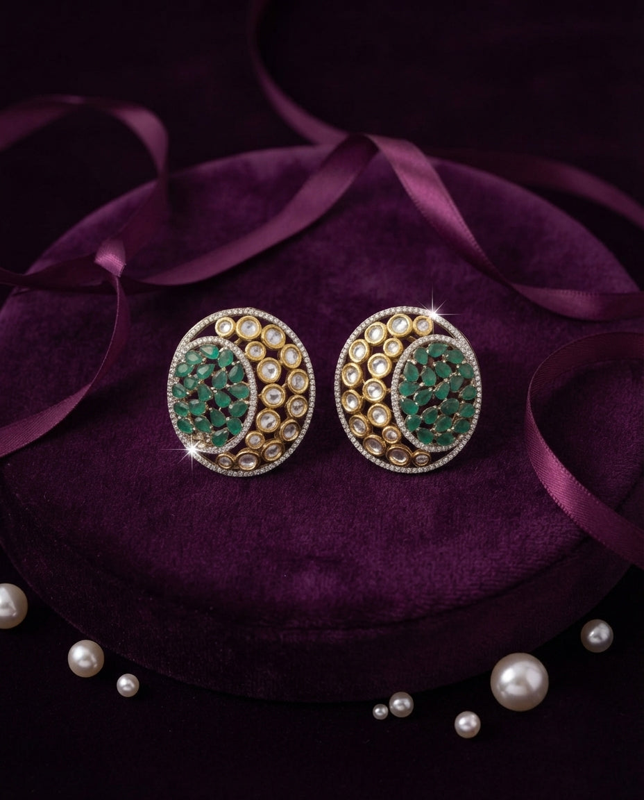 Ravishing Radiance Green Kundan Studs
