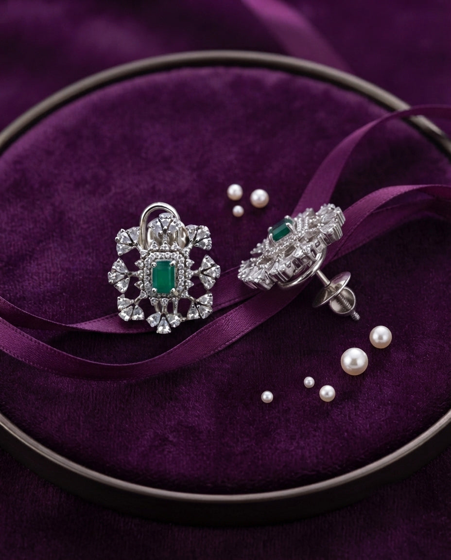 Emerald Sparkle CZ Earrings