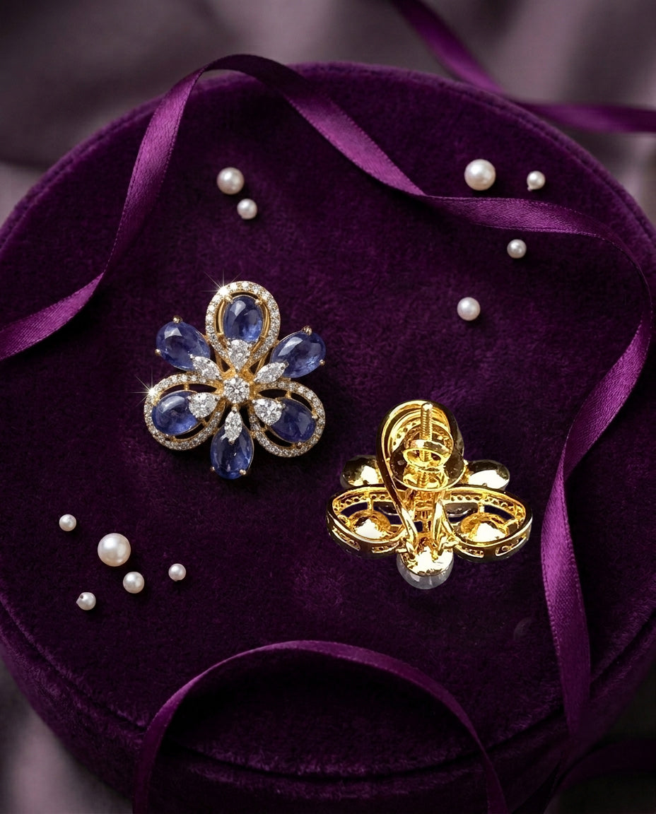 Tanzanite Blossom Floral Earrings
