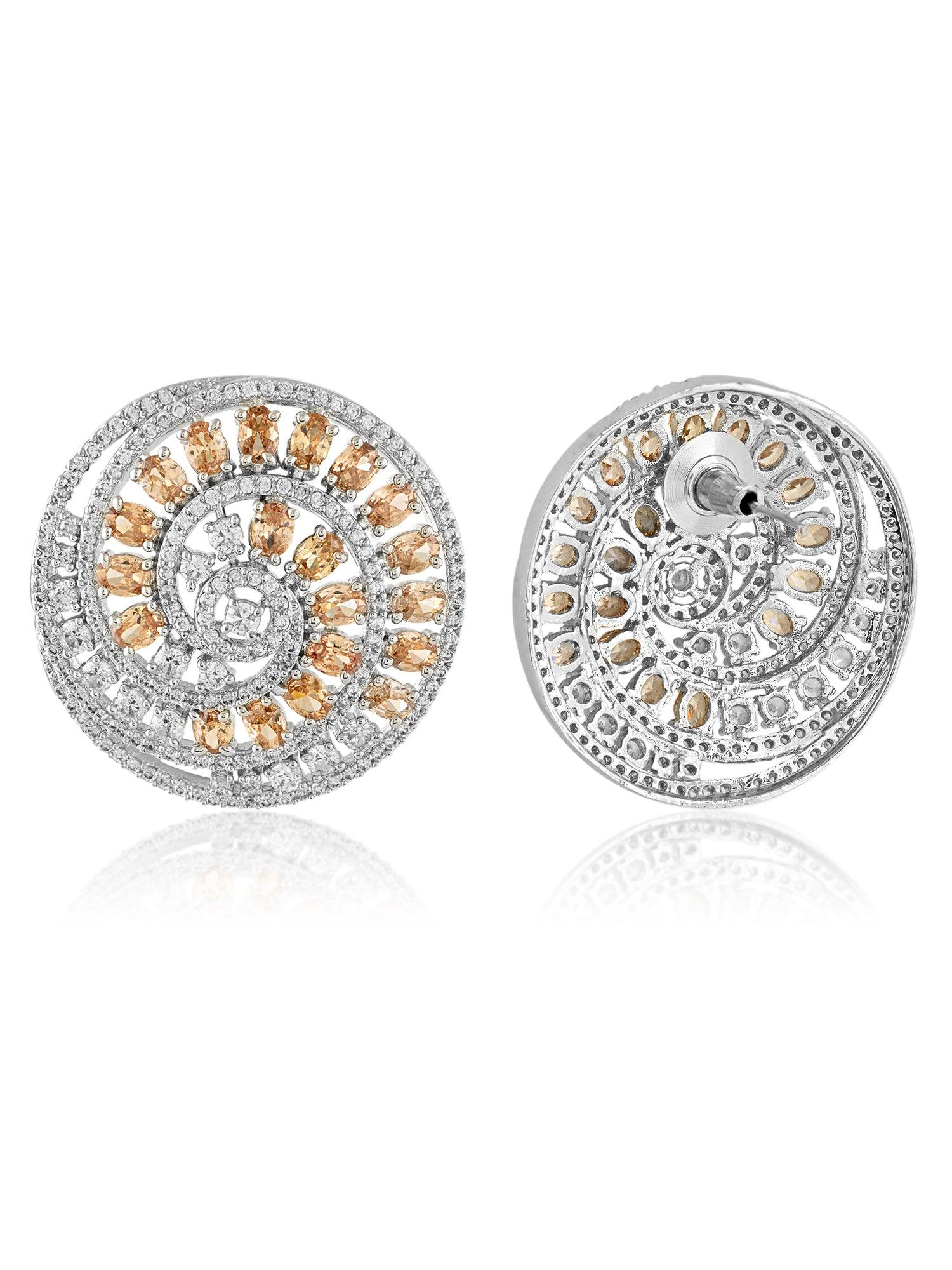 Glisten Curves Swirly CZ Stud Earrings - Dyulokha