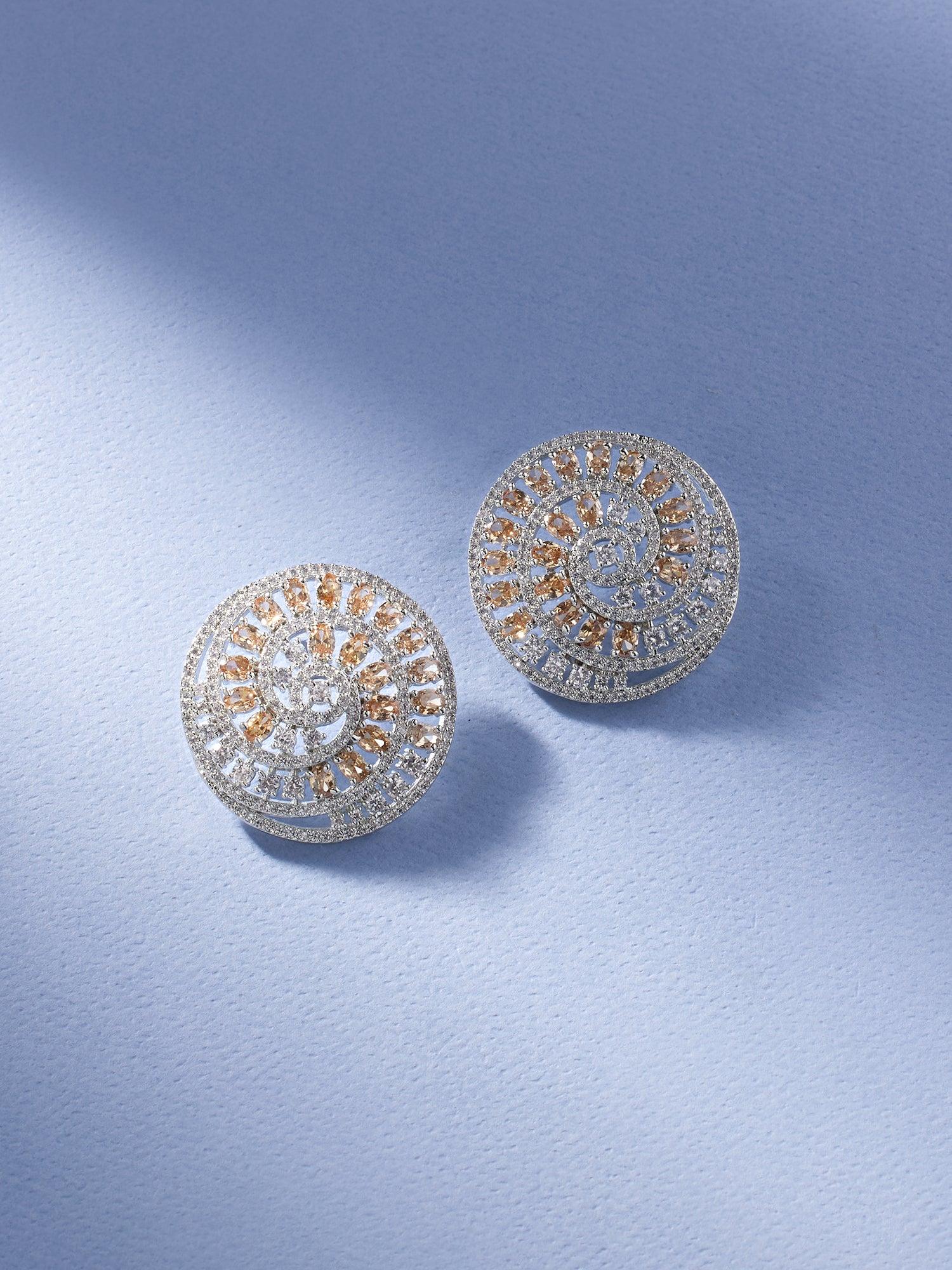 Glisten Curves Swirly CZ Stud Earrings - Dyulokha
