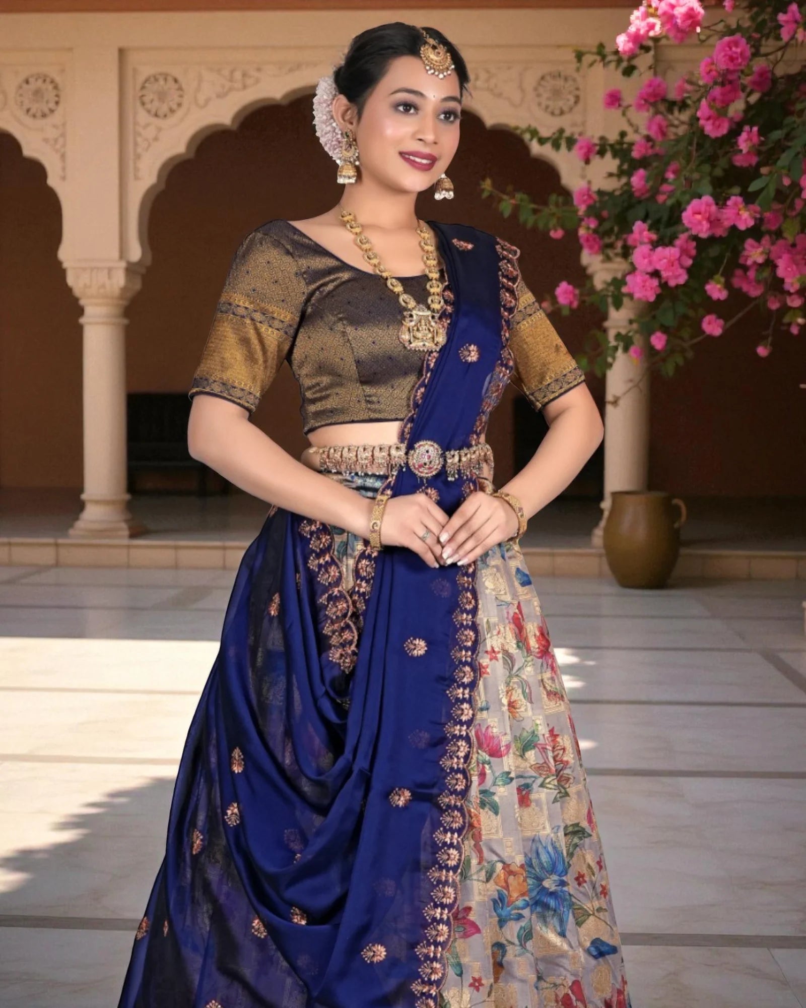 Banglori Slub Silk Lehenga with Zari Work