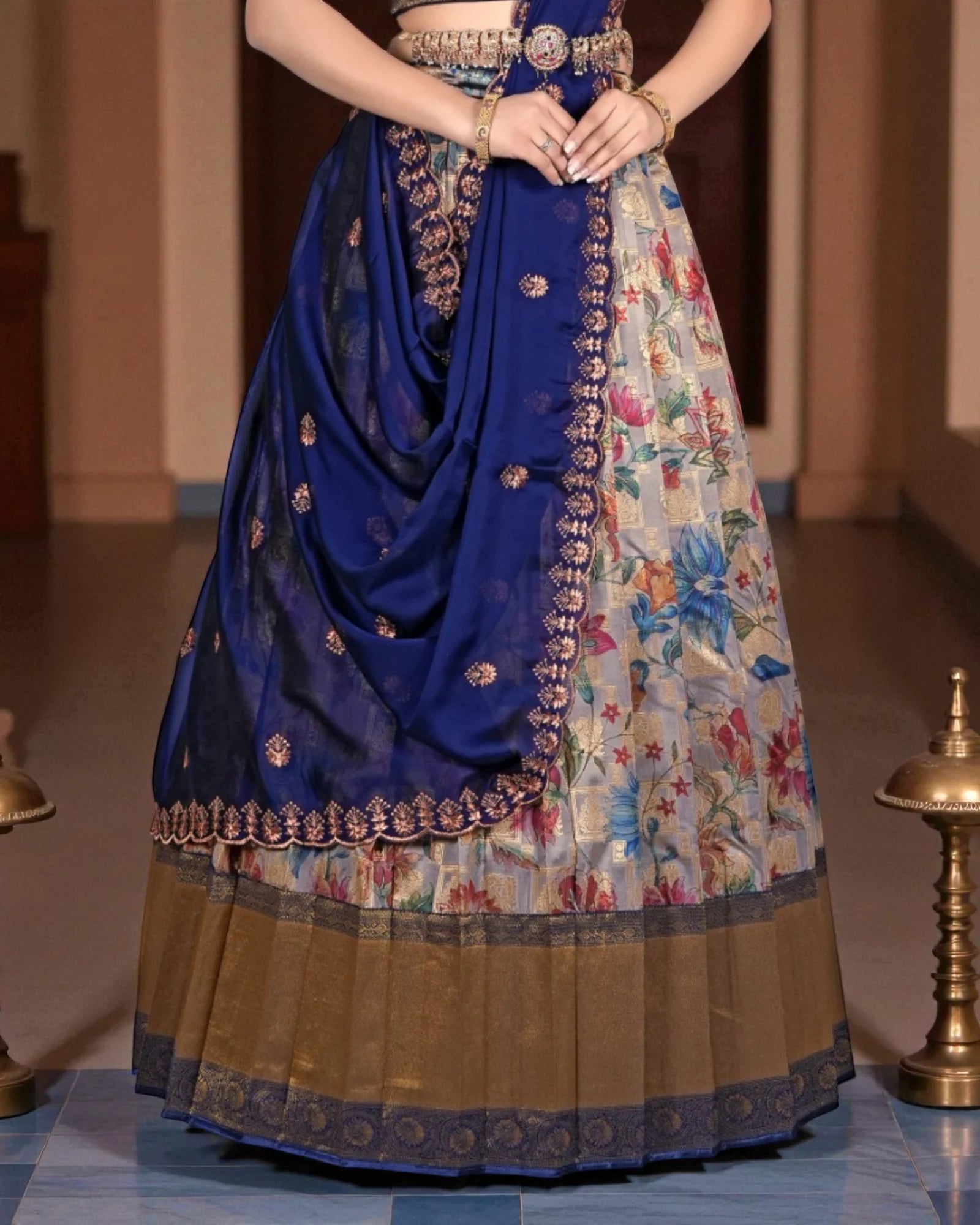 Banglori Slub Silk Lehenga with Zari Work